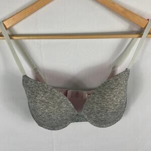 NWT VS Pink Wear Everywhere Demi Bra Grey Pink Size 32DD